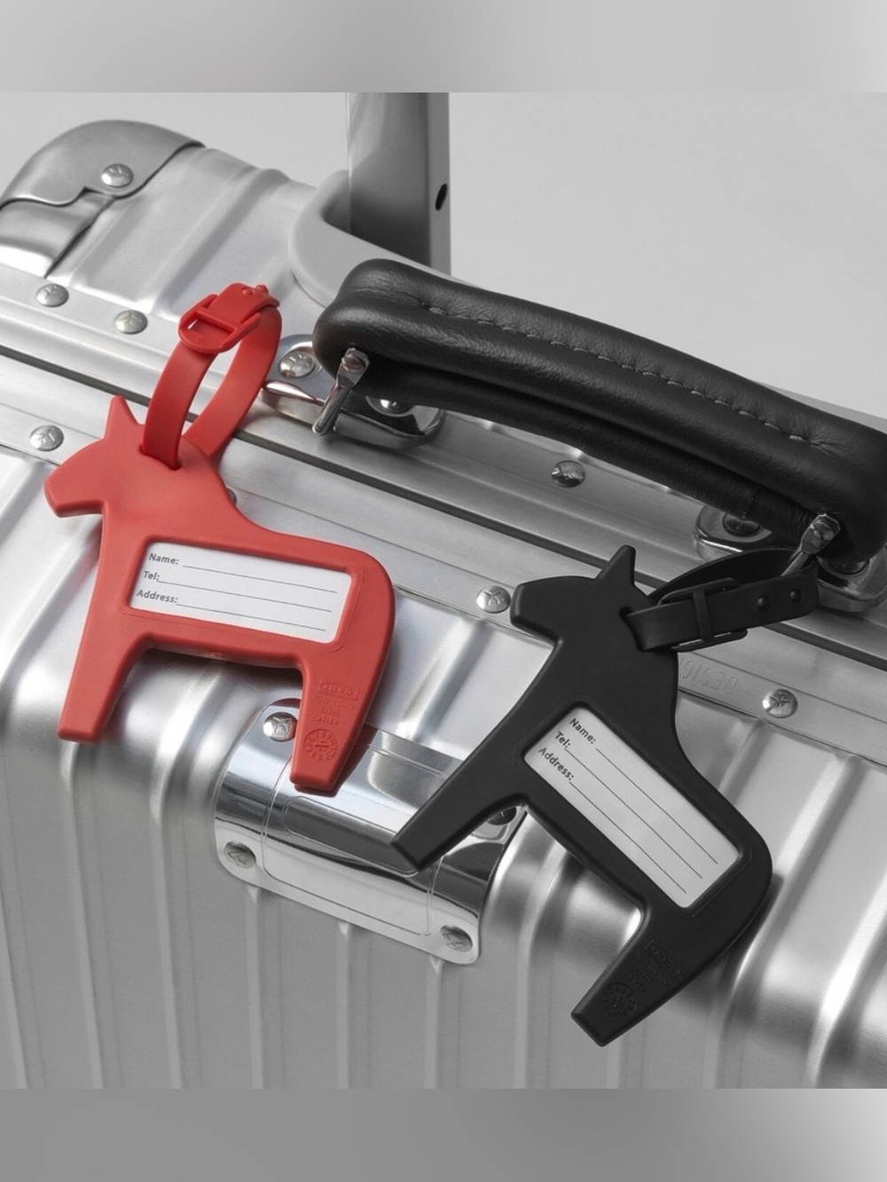 IKEA HÄSTHAGE Red and Black Luggage Tags - Dala Horse Silhouette